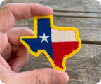Texas State Shape & Flag Iron On Patch (6.5 x 6cm)