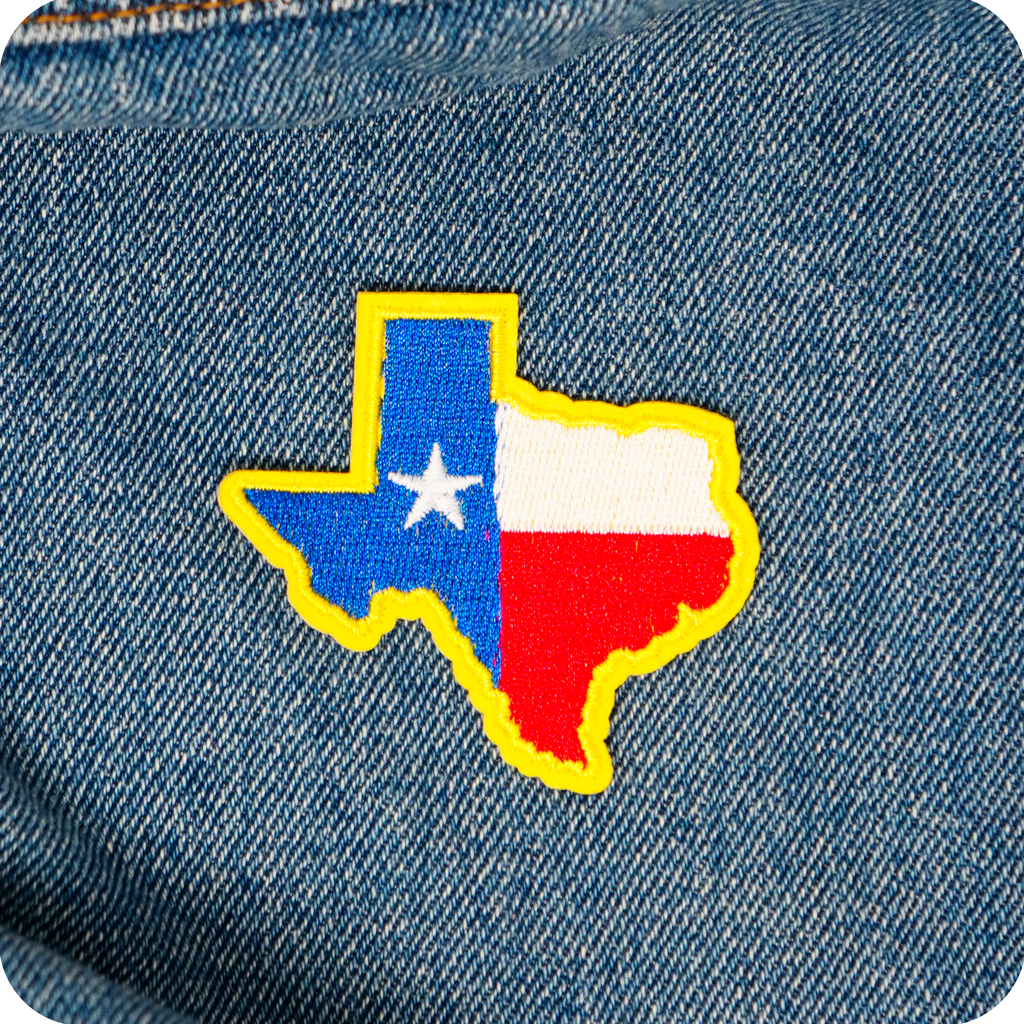 Texas State Shape & Flag Iron On Patch (6.5 x 6cm)