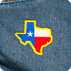 Texas State Shape & Flag Iron On Patch (6.5 x 6cm)