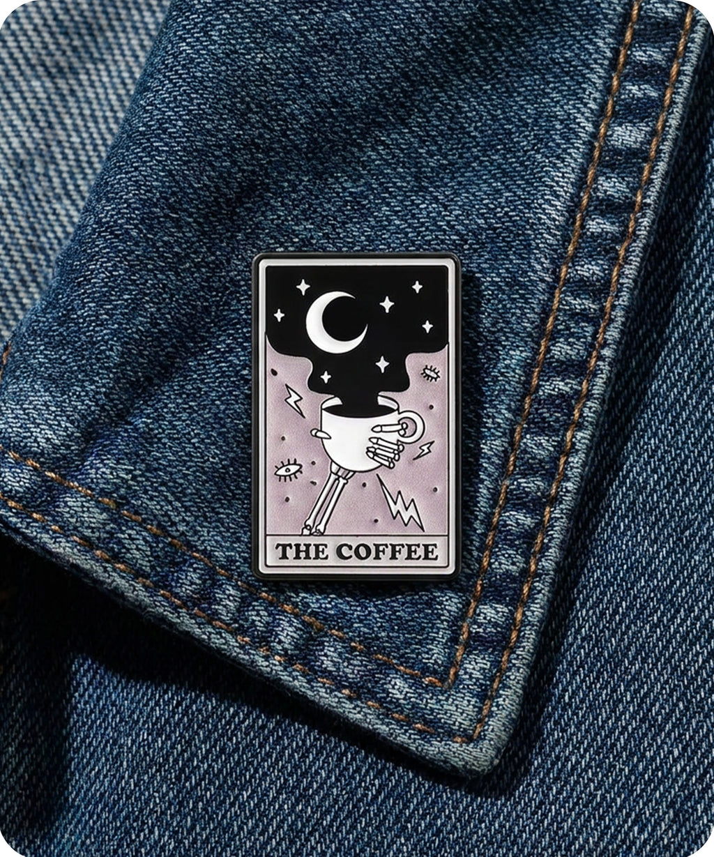 The Coffee Tarot Card Enamel Lapel Pin Badge
