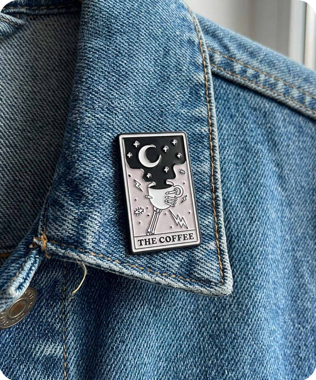 The Coffee Tarot Card Enamel Lapel Pin Badge