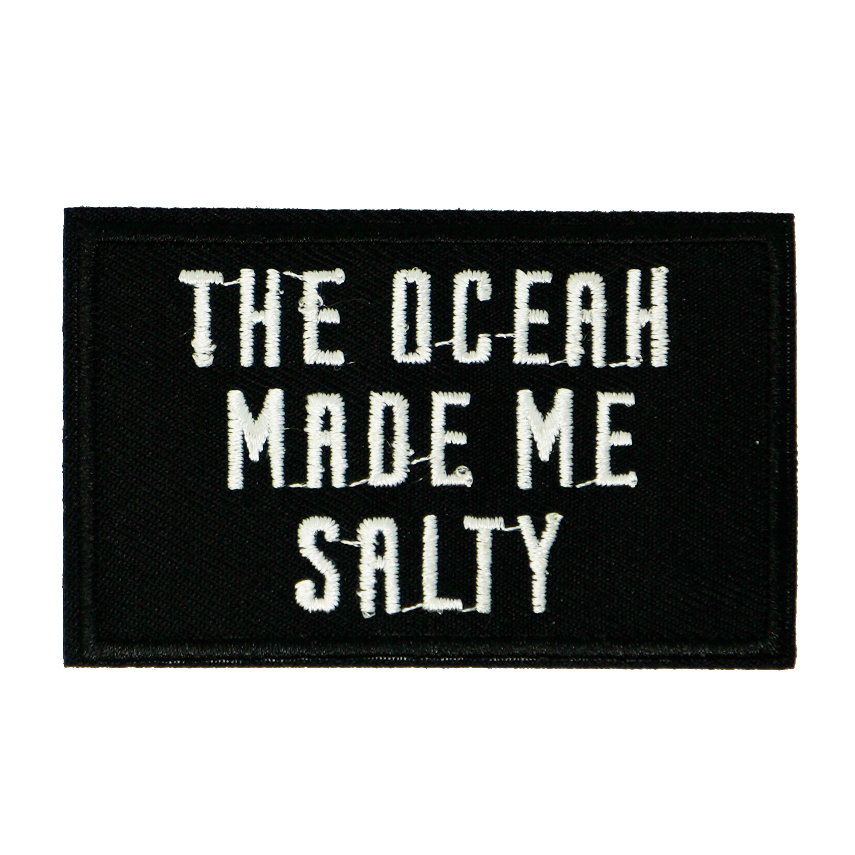The Ocean Made Me Salty Black Iron On Patch (7.8 x 5cm) Main image