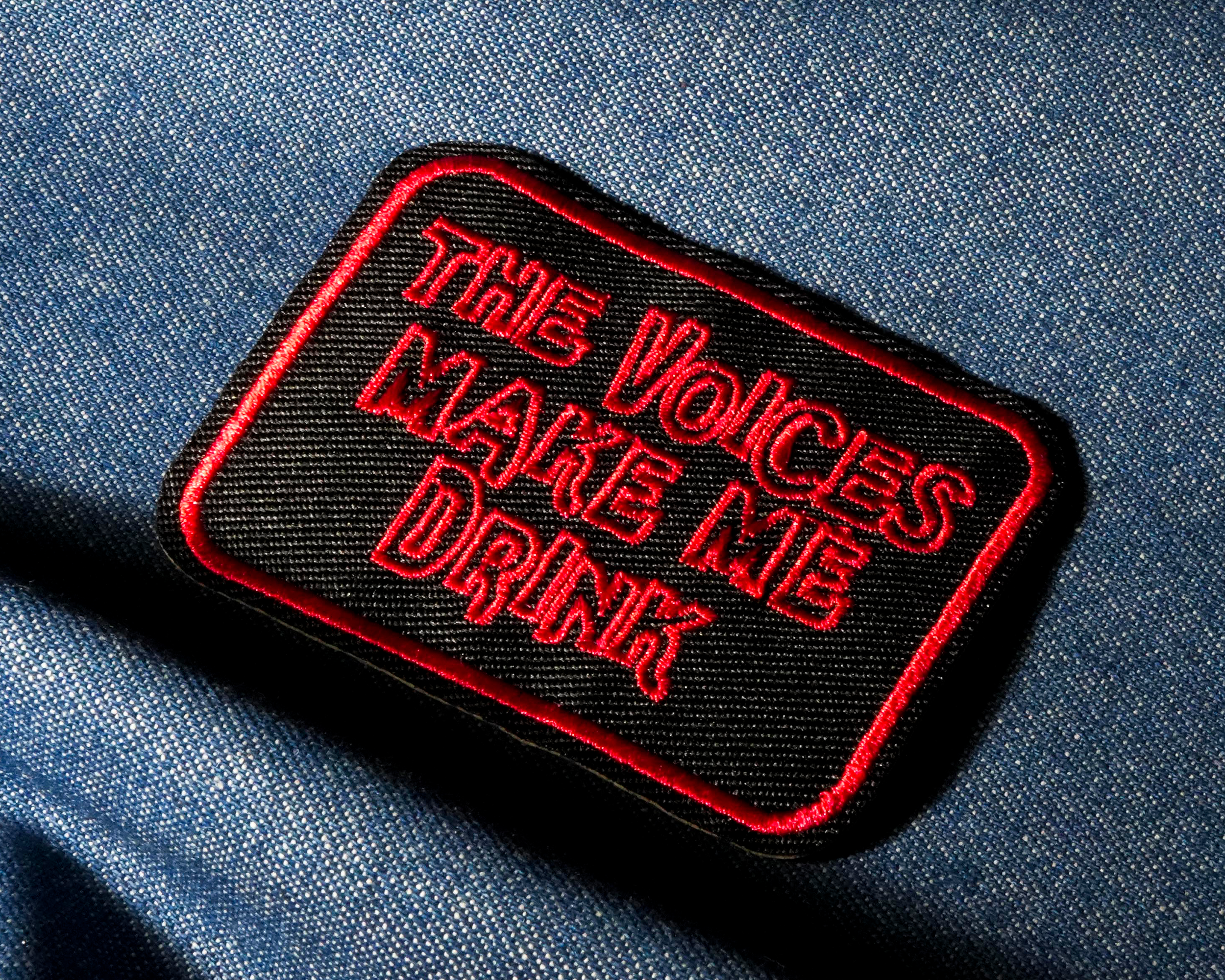 The Voices Make Me Drink Patch Iron On (7 x 5cm) Secondary image