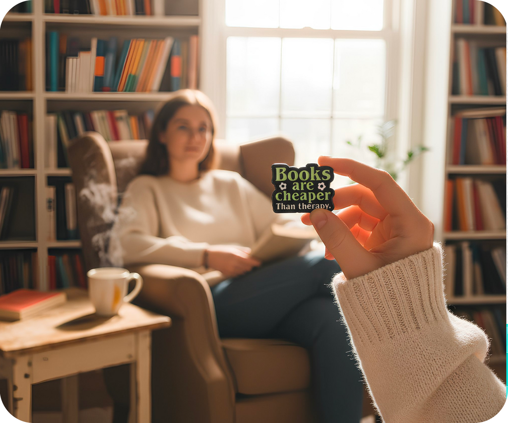 Books Are Cheaper Than Therapy Pin Badge