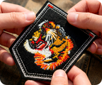 Roaring Tiger Animal & Shield Iron On Patch (9 x 7.6cm)