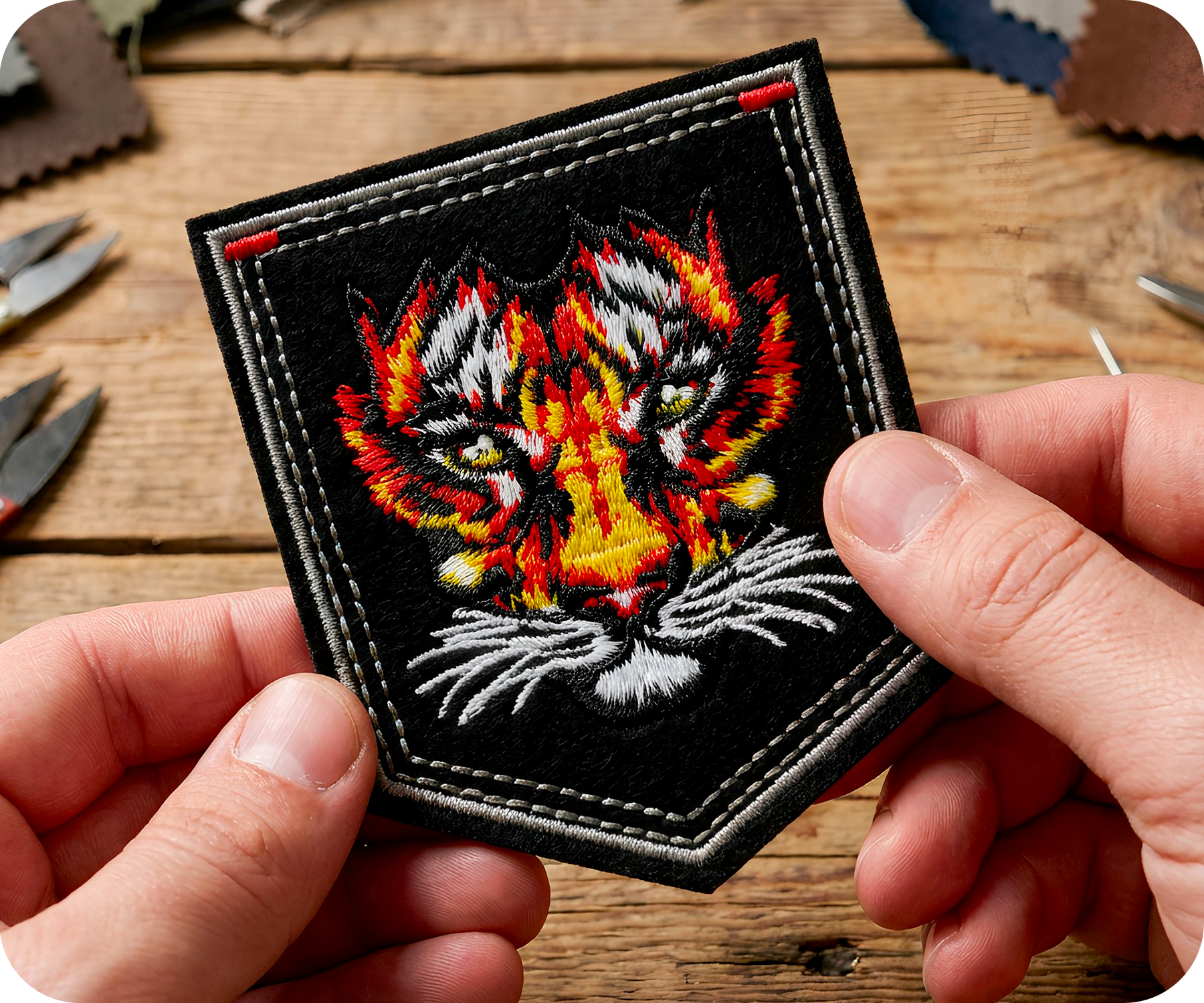Tiger Face On Black Shield Iron On Patch (9 x 7.6cm) Secondary image