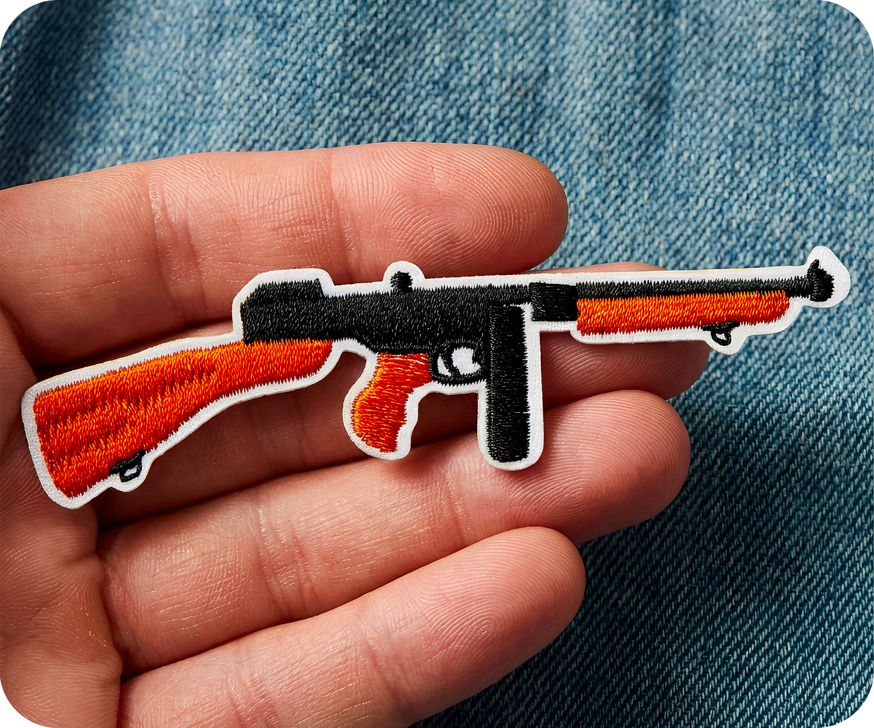 Thompson Submachine Gun Iron On Patch (11 x 2.8cm) Secondary image