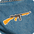 Thompson Submachine Gun Iron On Patch (11 x 2.8cm)