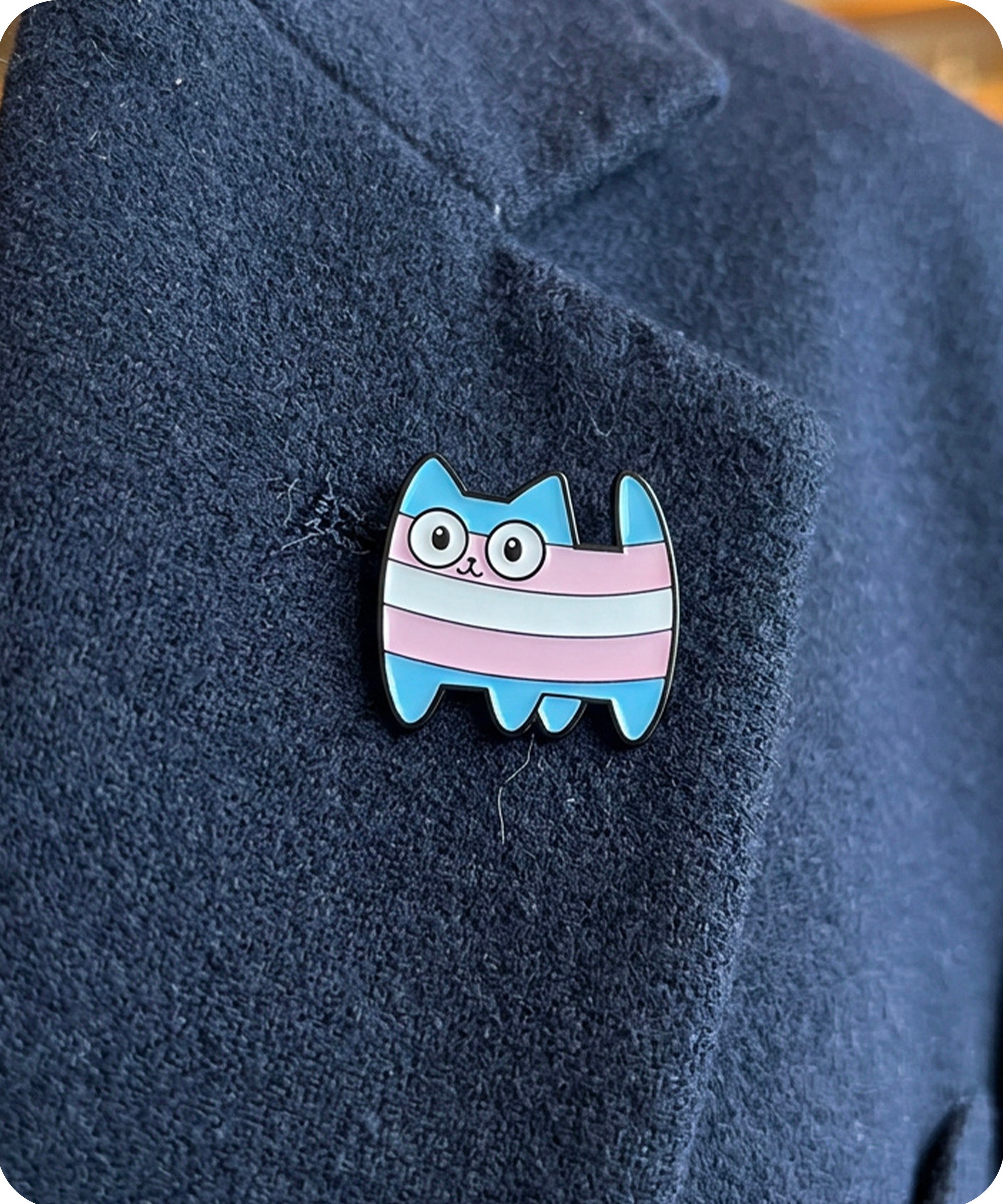 Cute Transgender Pride Cat Enamel Lapel Pin Badge