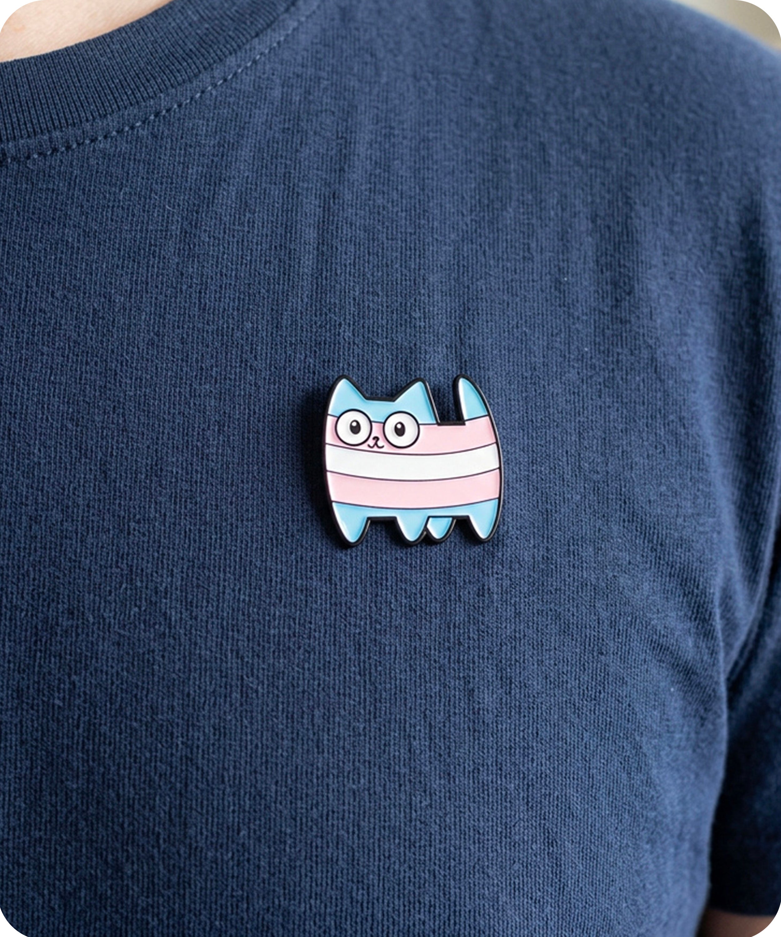 Cute Transgender Pride Cat Enamel Lapel Pin Badge