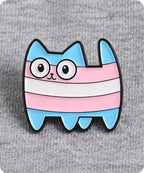 Cute Transgender Pride Cat Enamel Lapel Pin Badge