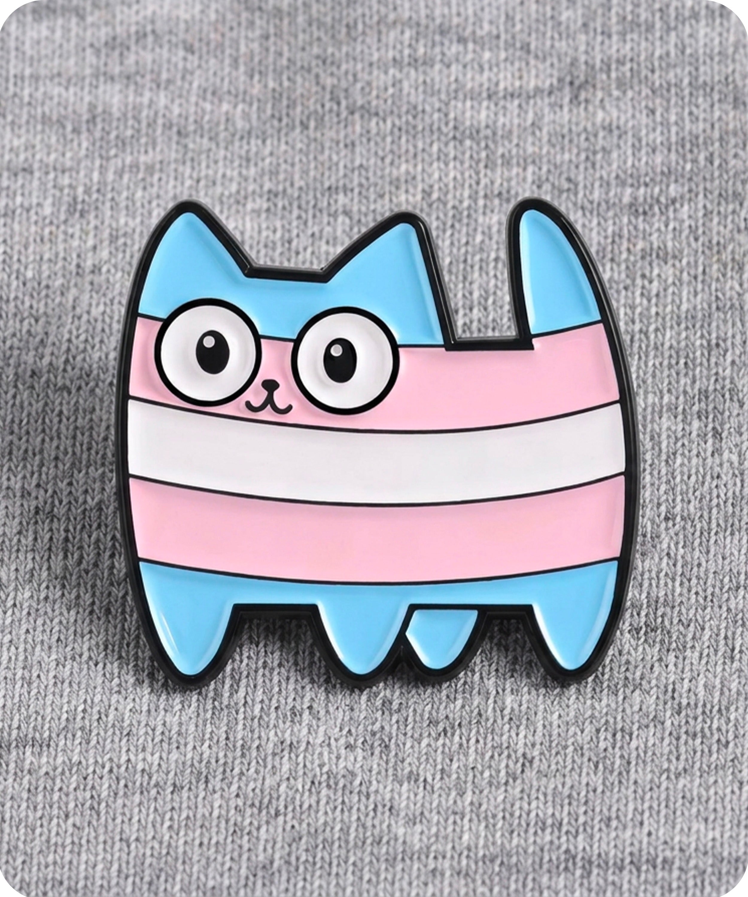 Cute Transgender Pride Cat Enamel Lapel Pin Badge