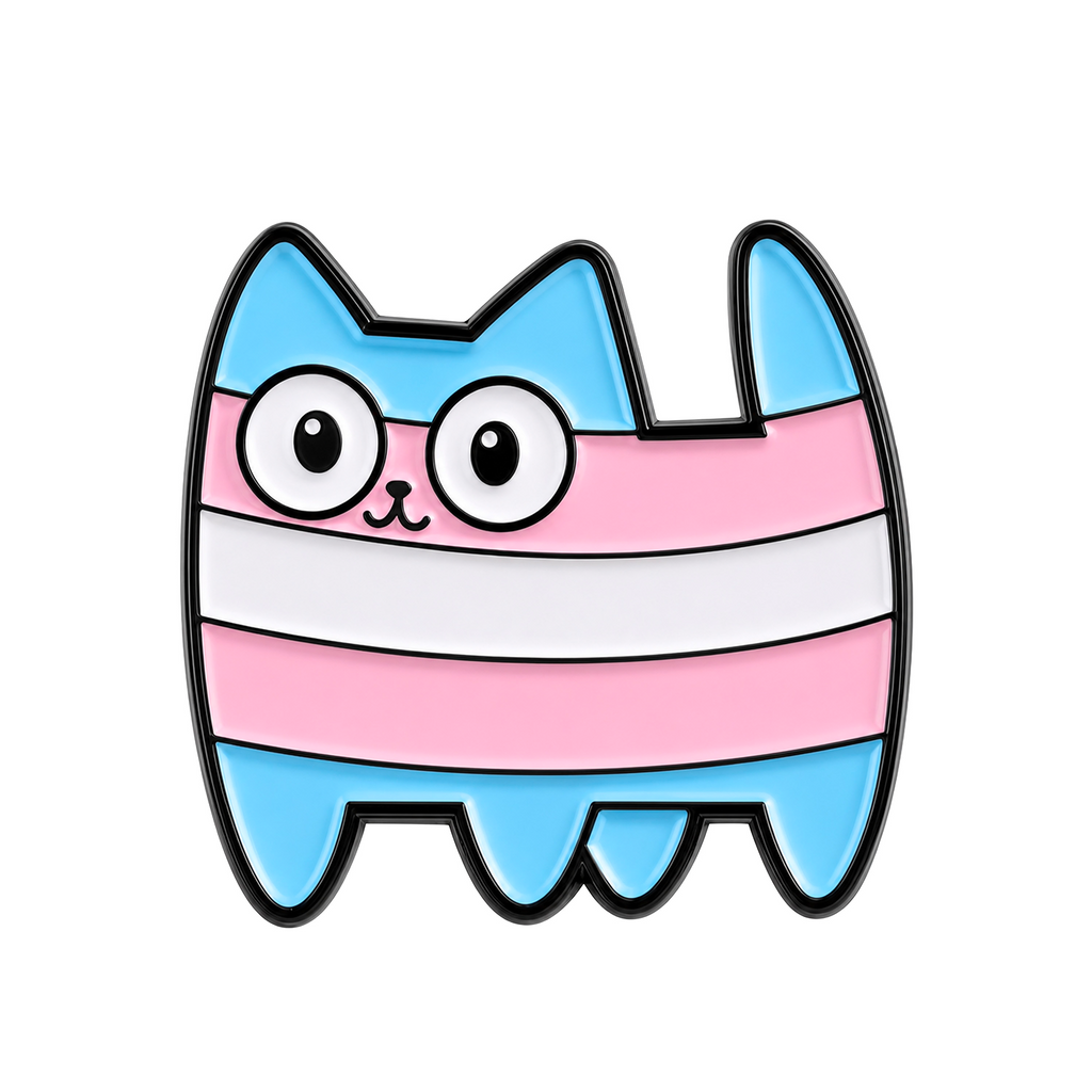 Cute Transgender Pride Cat Enamel Lapel Pin Badge