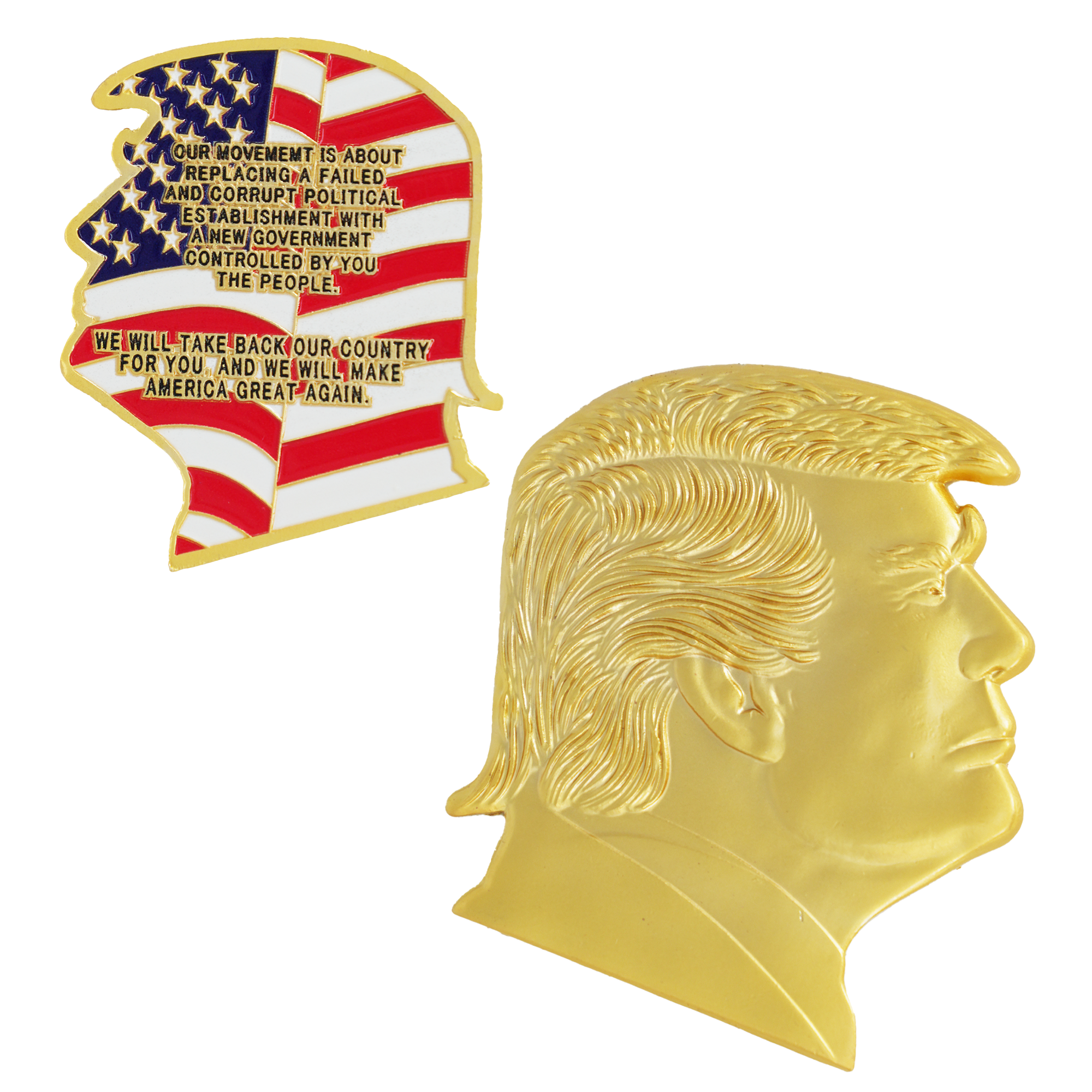 Moneda de desafío de oro con la cabeza de Trump Imagen principal del producto