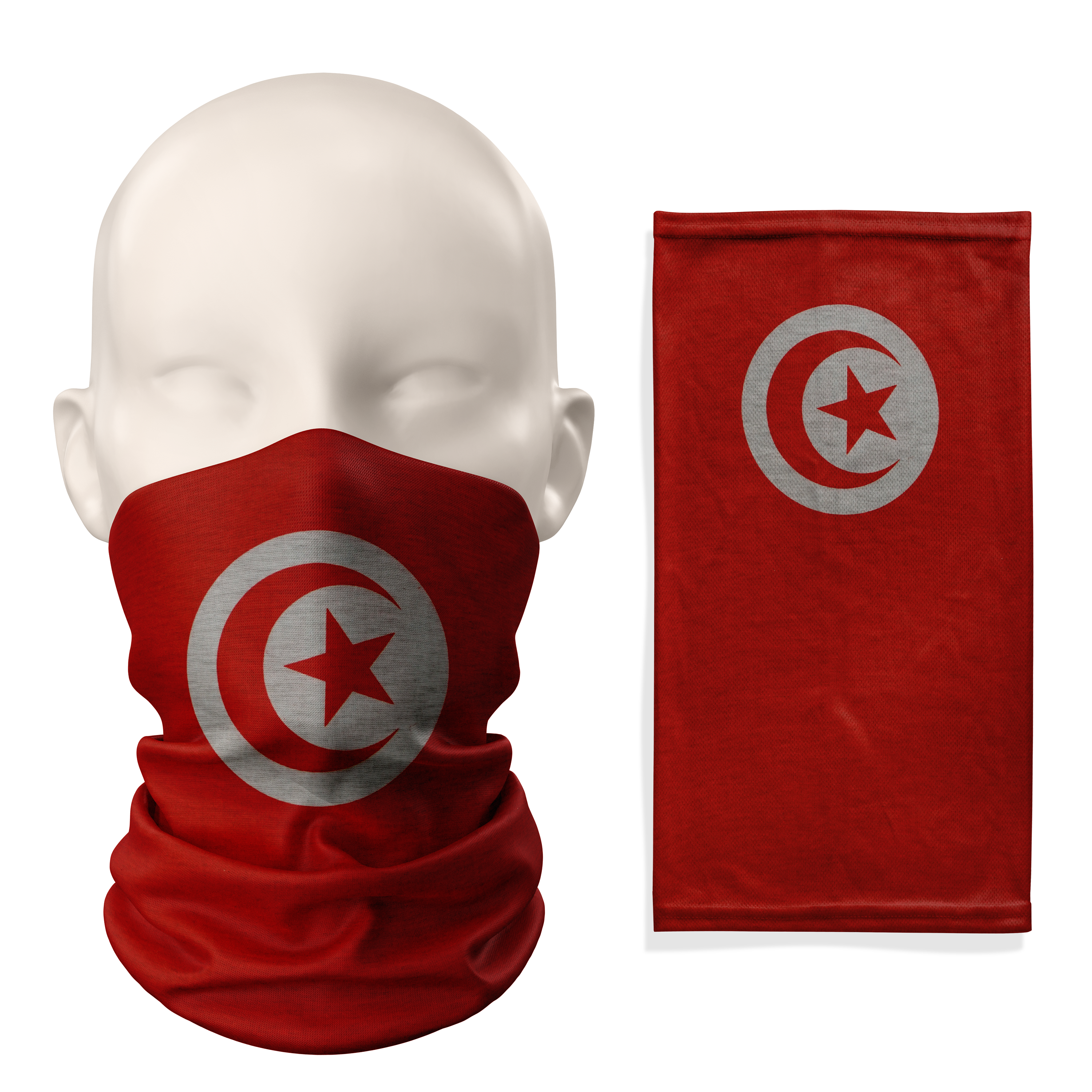 Braga de cuello con la bandera de Túnez – Máscara transpirable, cubrecuello, cubrebocas