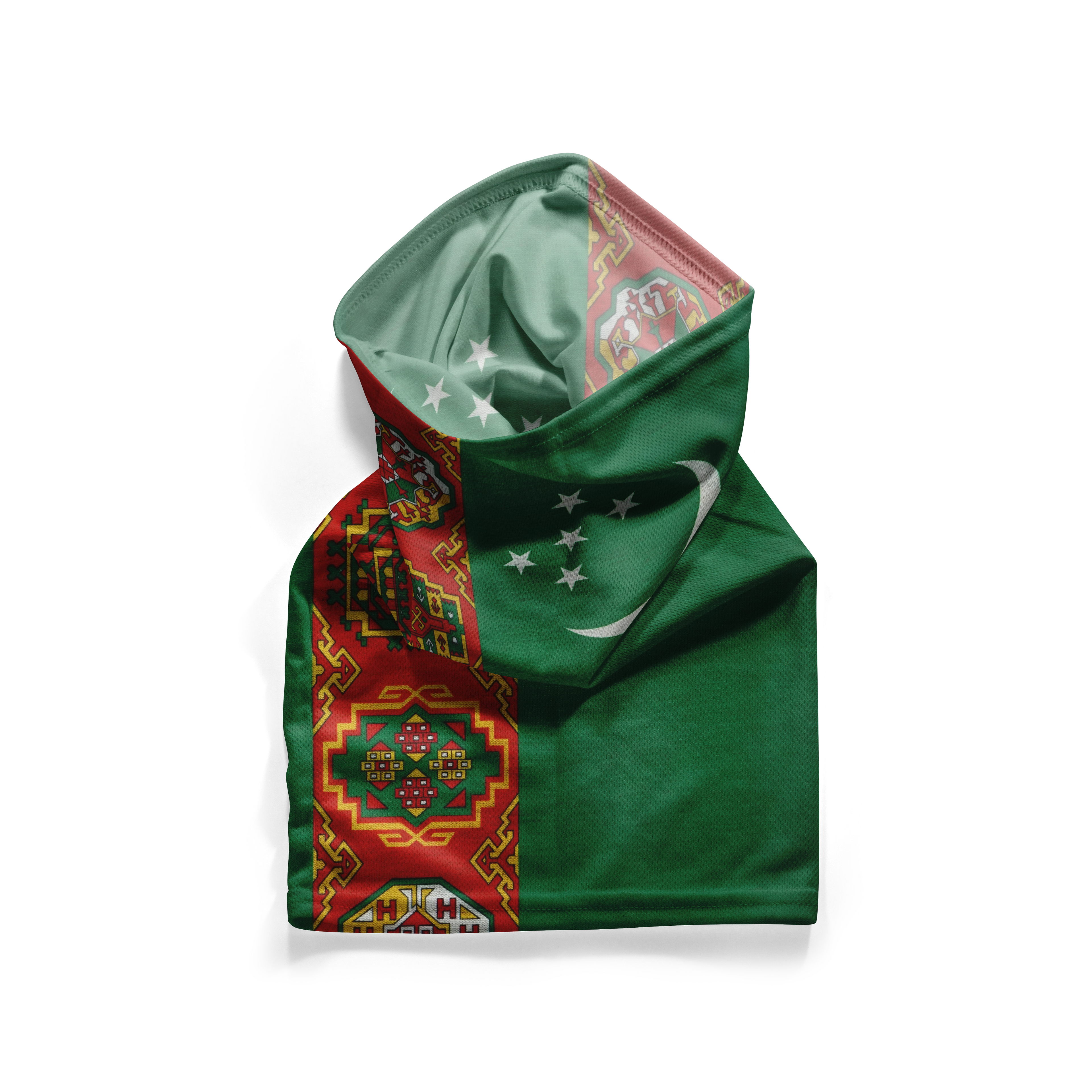 Capucha de la bandera de Turkmenistán – Mascarilla transpirable para el cuello/cubrecara