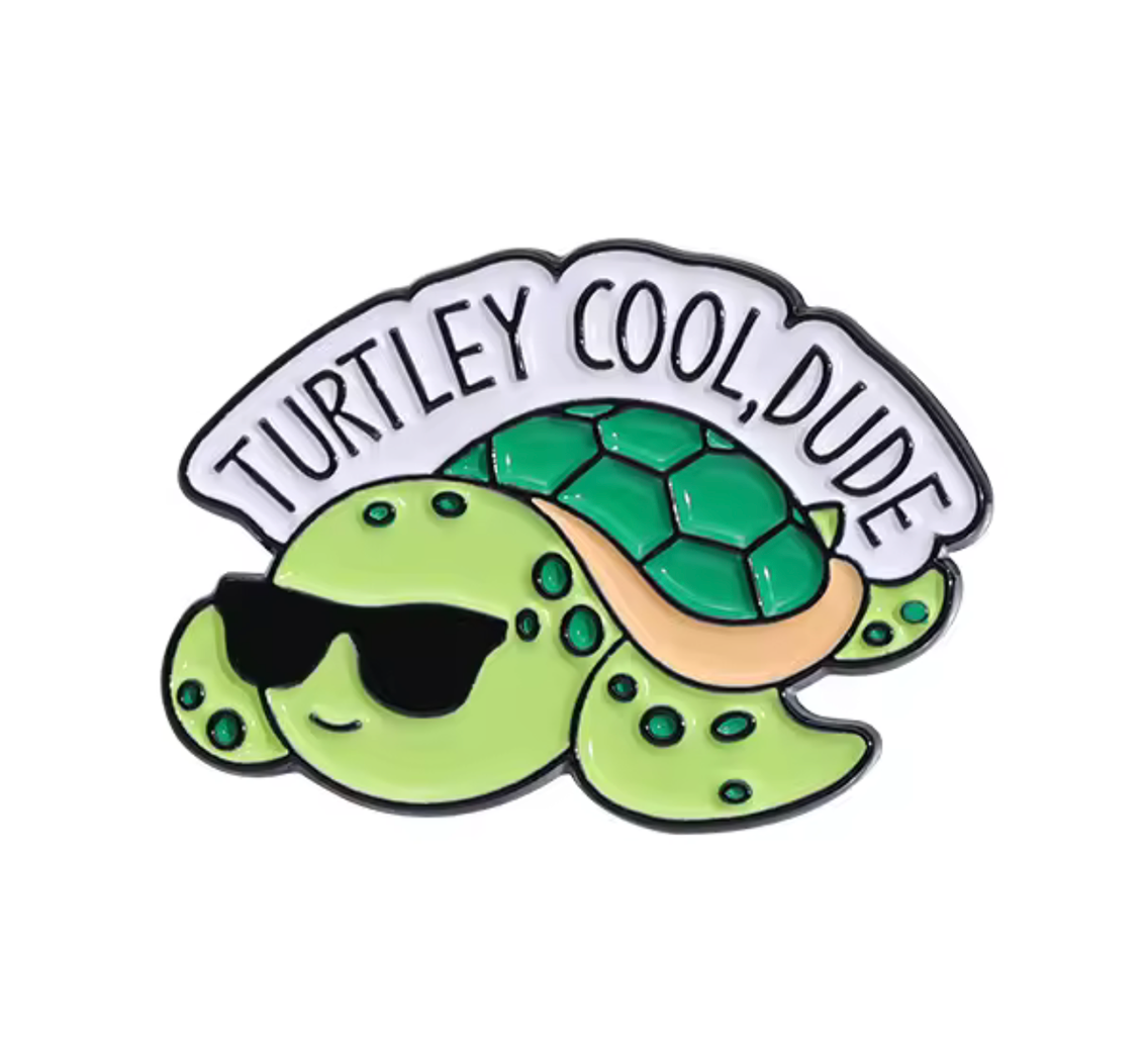 Insignia de pin de tortuga "Tipo genial" Imagen principal del producto