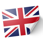 A sticker with the Union Jack design, featuring red, white, and blue colors. © Tigoli® 2026 All Rights Reserved Panda Loco Ltd 