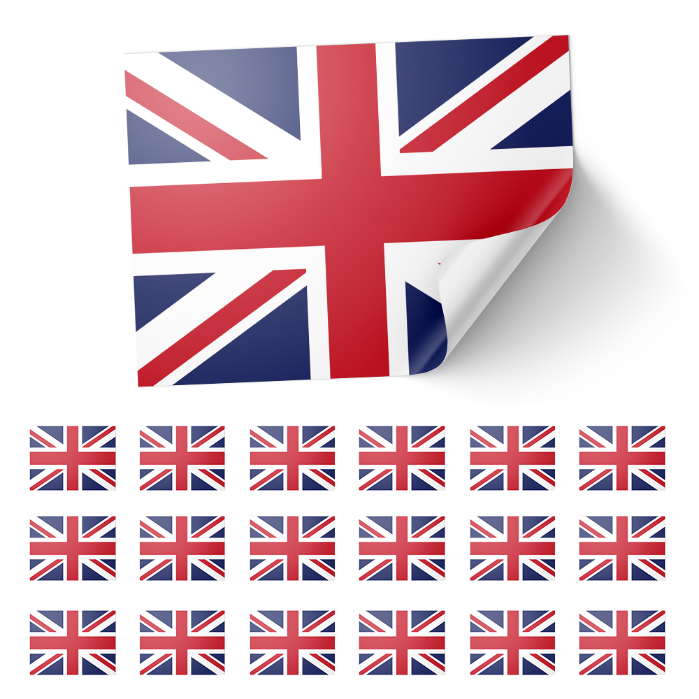 20 X United Kingdom (Unioin Jack) Flag Stickers
