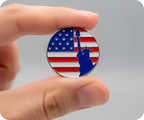 Statue of Liberty Unites States USA Flag Round Pin Badge
