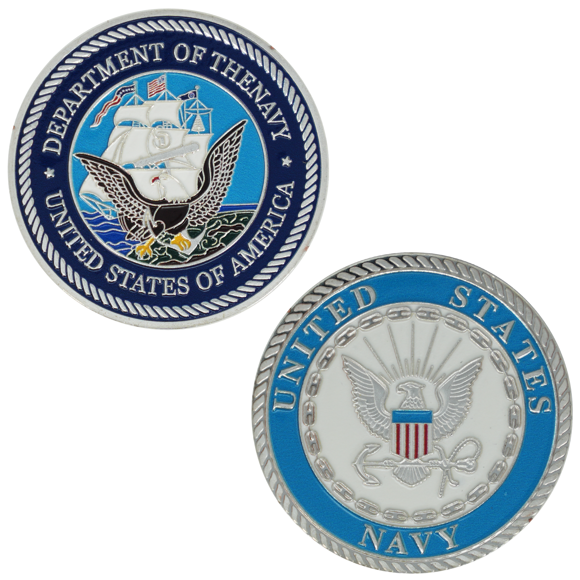 Moneda conmemorativa de la Armada de los Estados Unidos – Edición doble emblema Imagen principal del producto