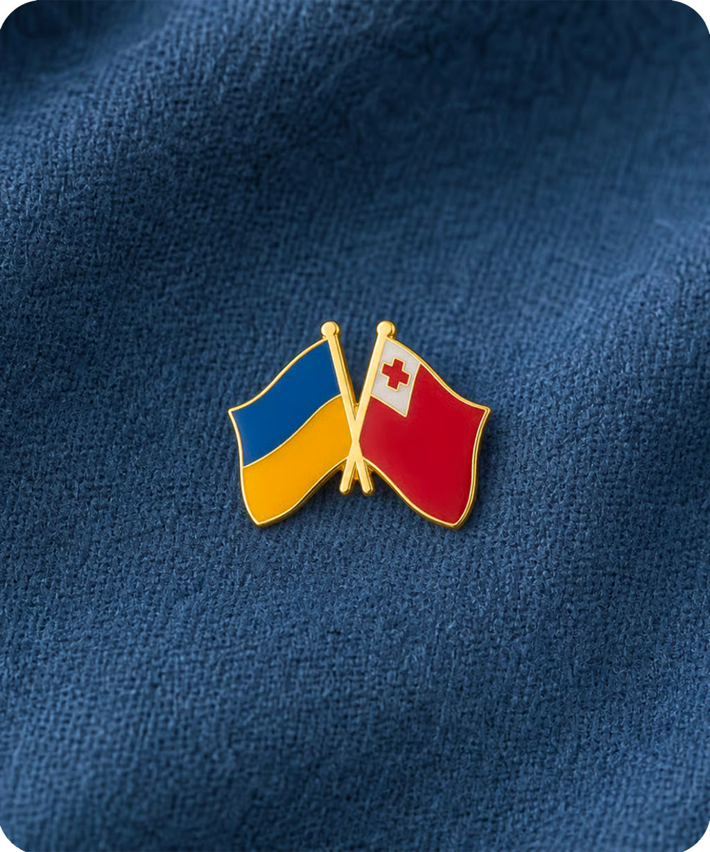 Ukraine & Tonga Friendship Pin Badge