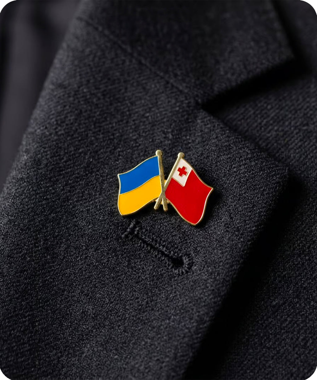 Ukraine & Tonga Friendship Pin Badge
