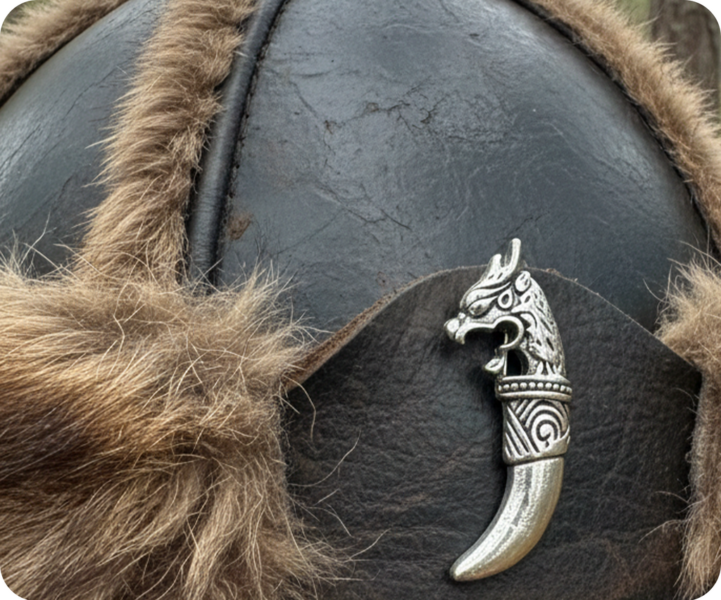 Nordic Viking Dragon Tooth Rune Pin Badge