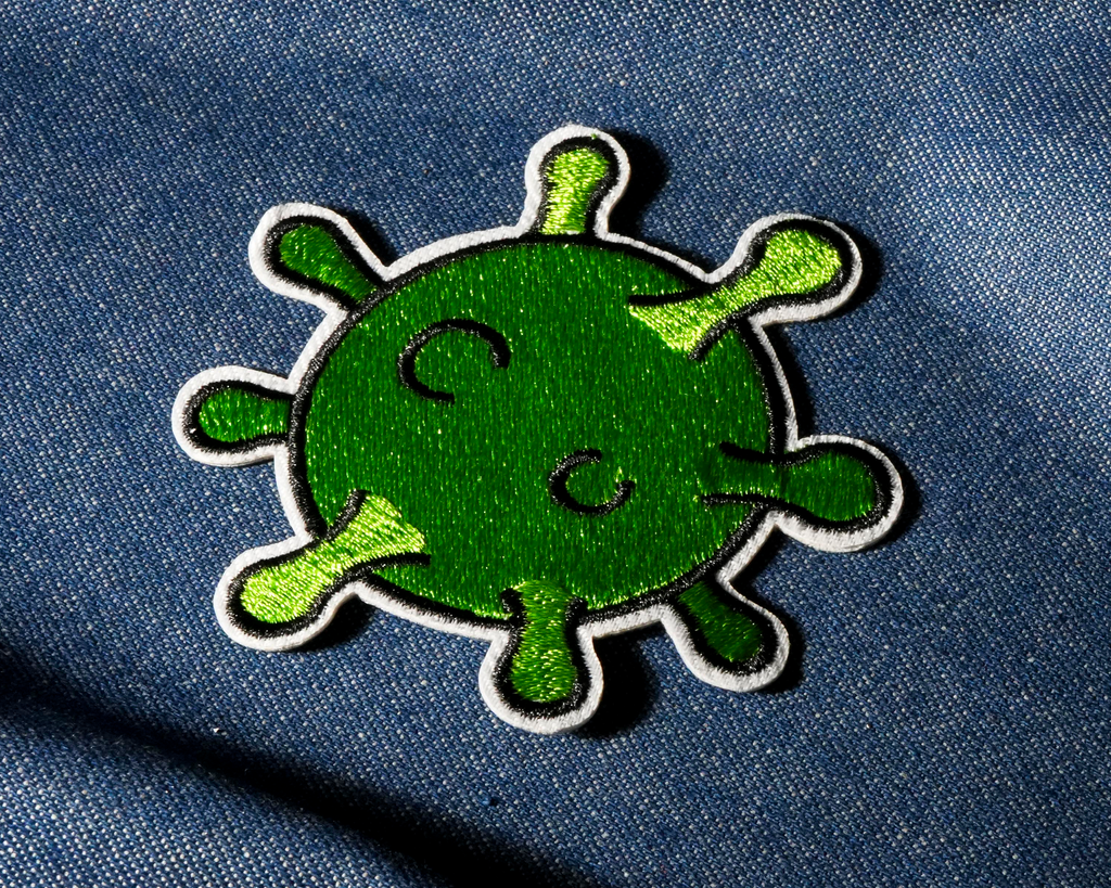 Green Germ Virus Patch Iron On (8 x 7cm)