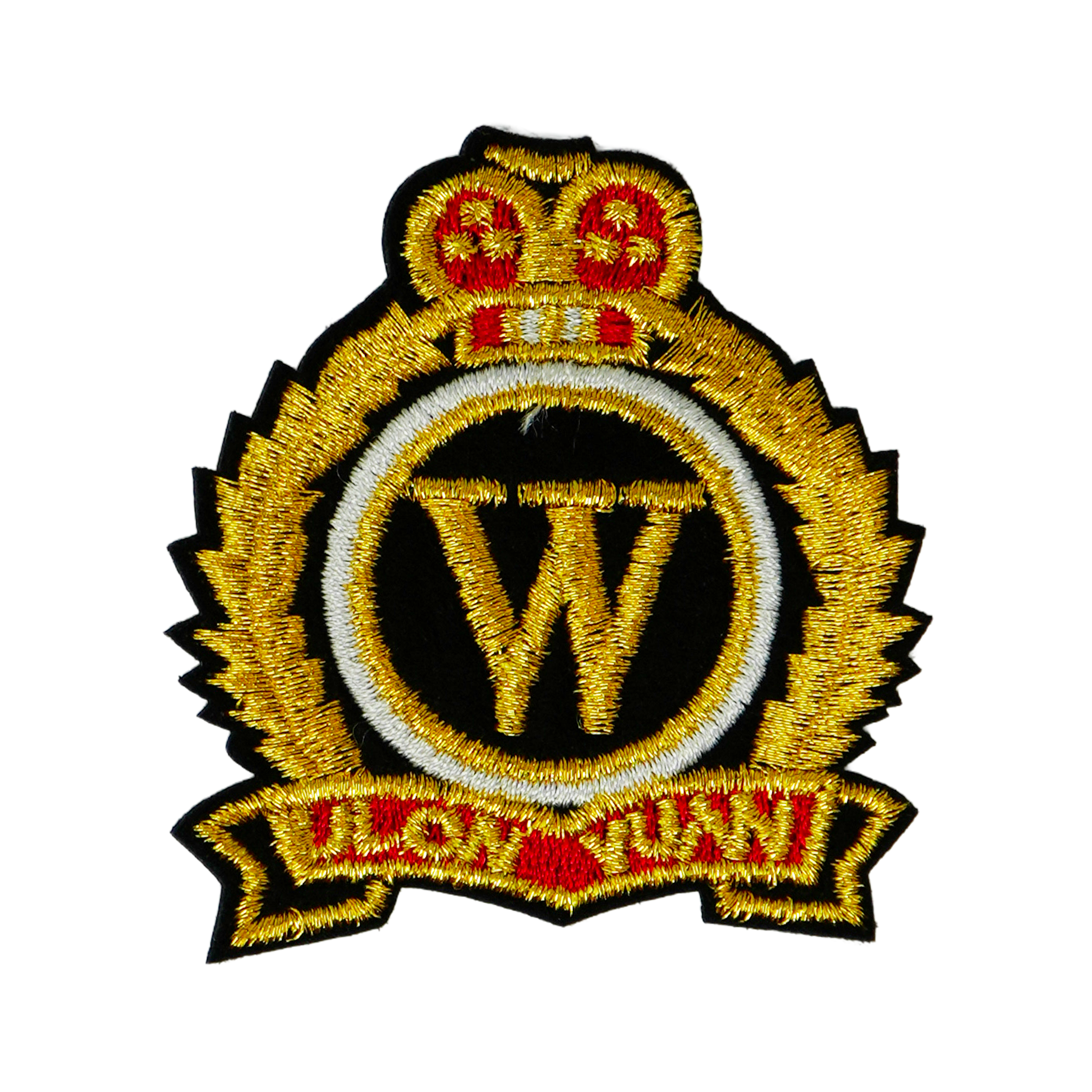W Monogram Naval Captain Cap Badge Iron On Patch (5.5 x 6cm) Main image