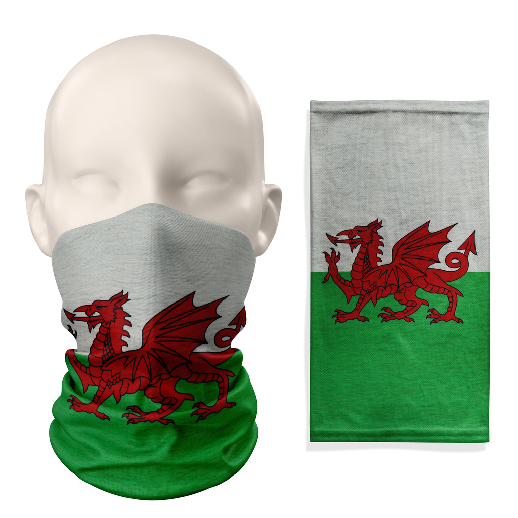 Braga de cuello con la bandera de Gales – Mascarilla transpirable para el cuello y la cara
