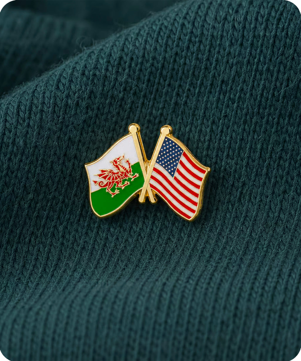 Wales & USA Friendship Flag Enamel Pin Badge
