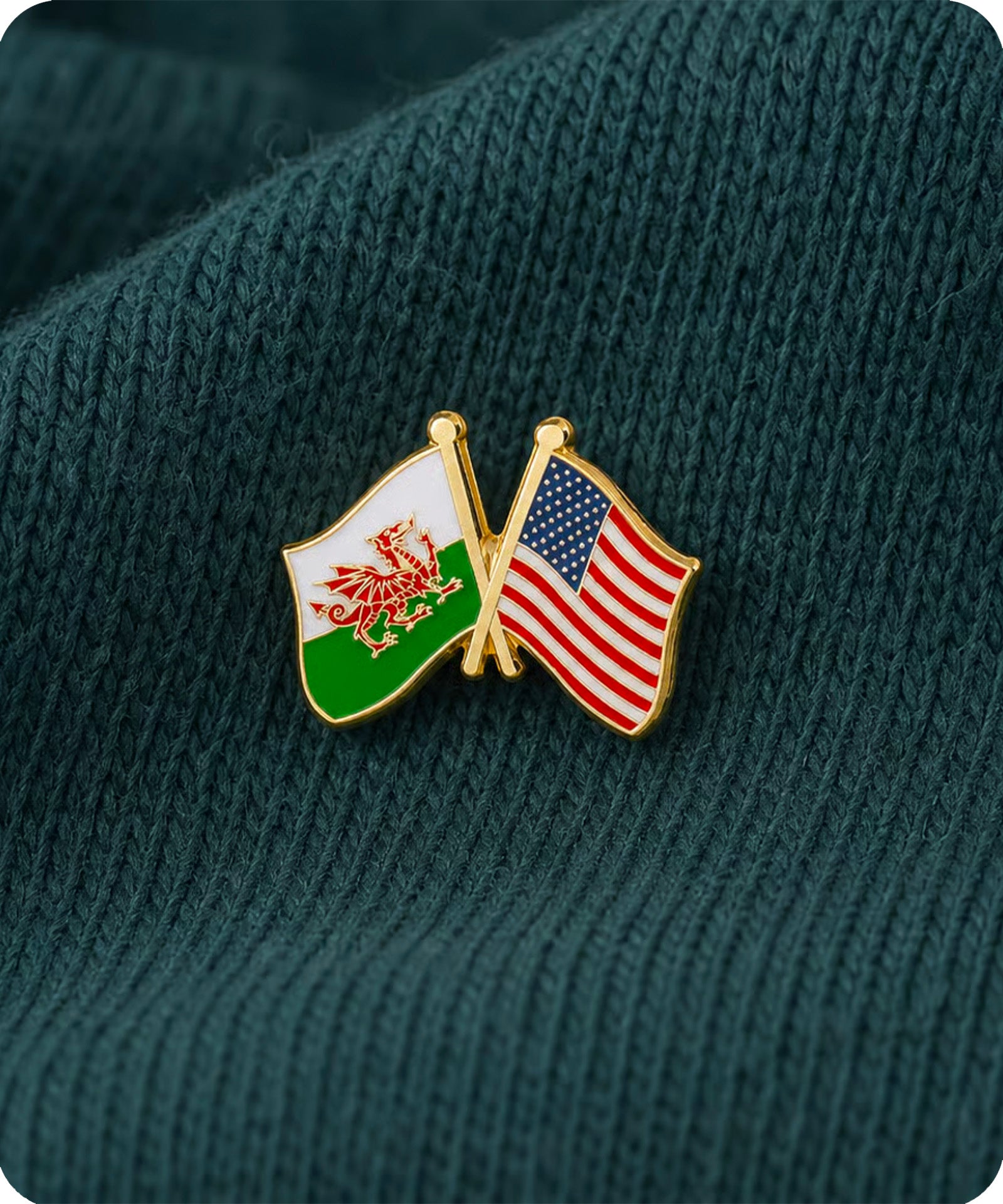 Wales & USA Friendship Flag Enamel Pin Badge
