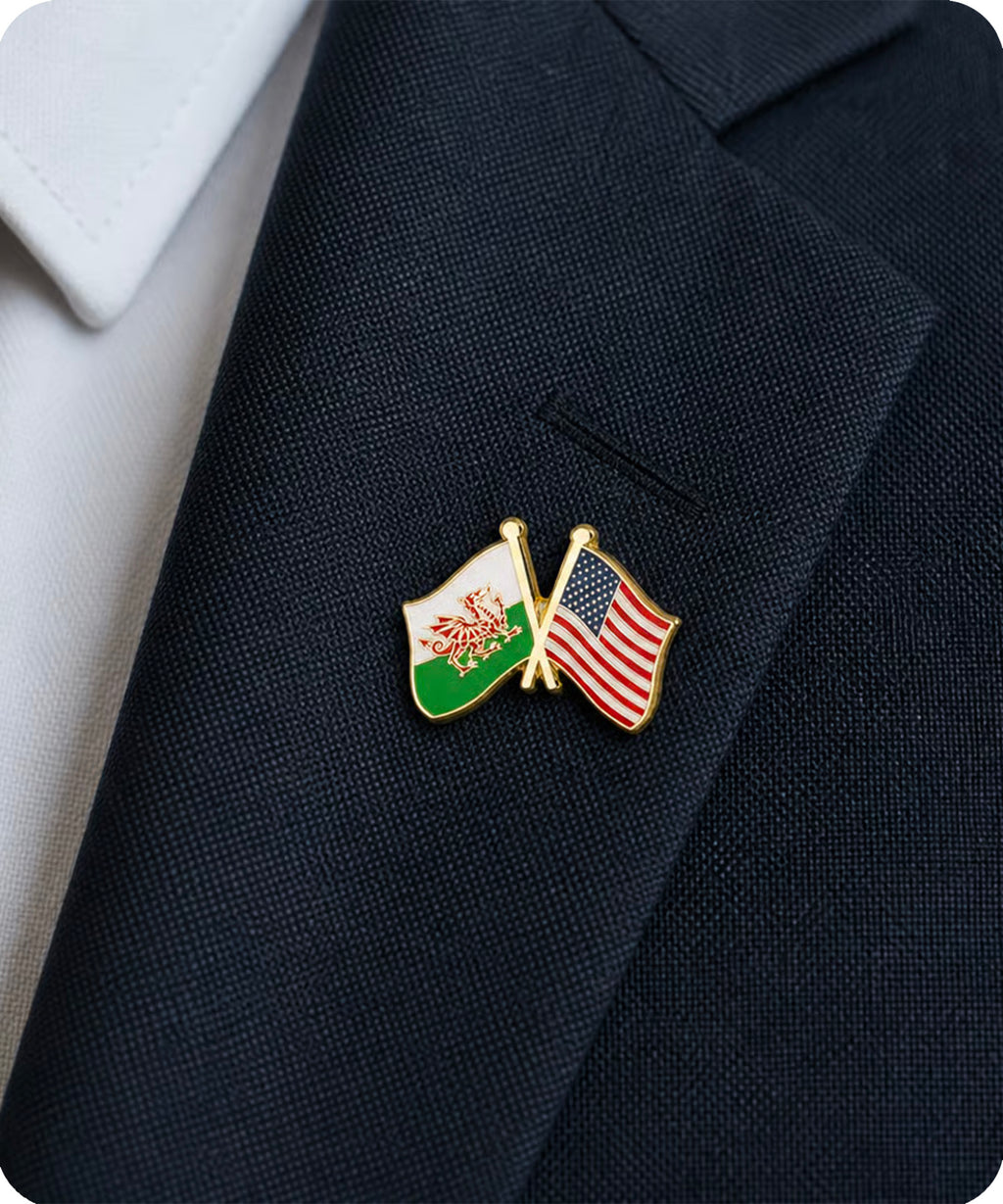 Wales & USA Friendship Flag Enamel Pin Badge