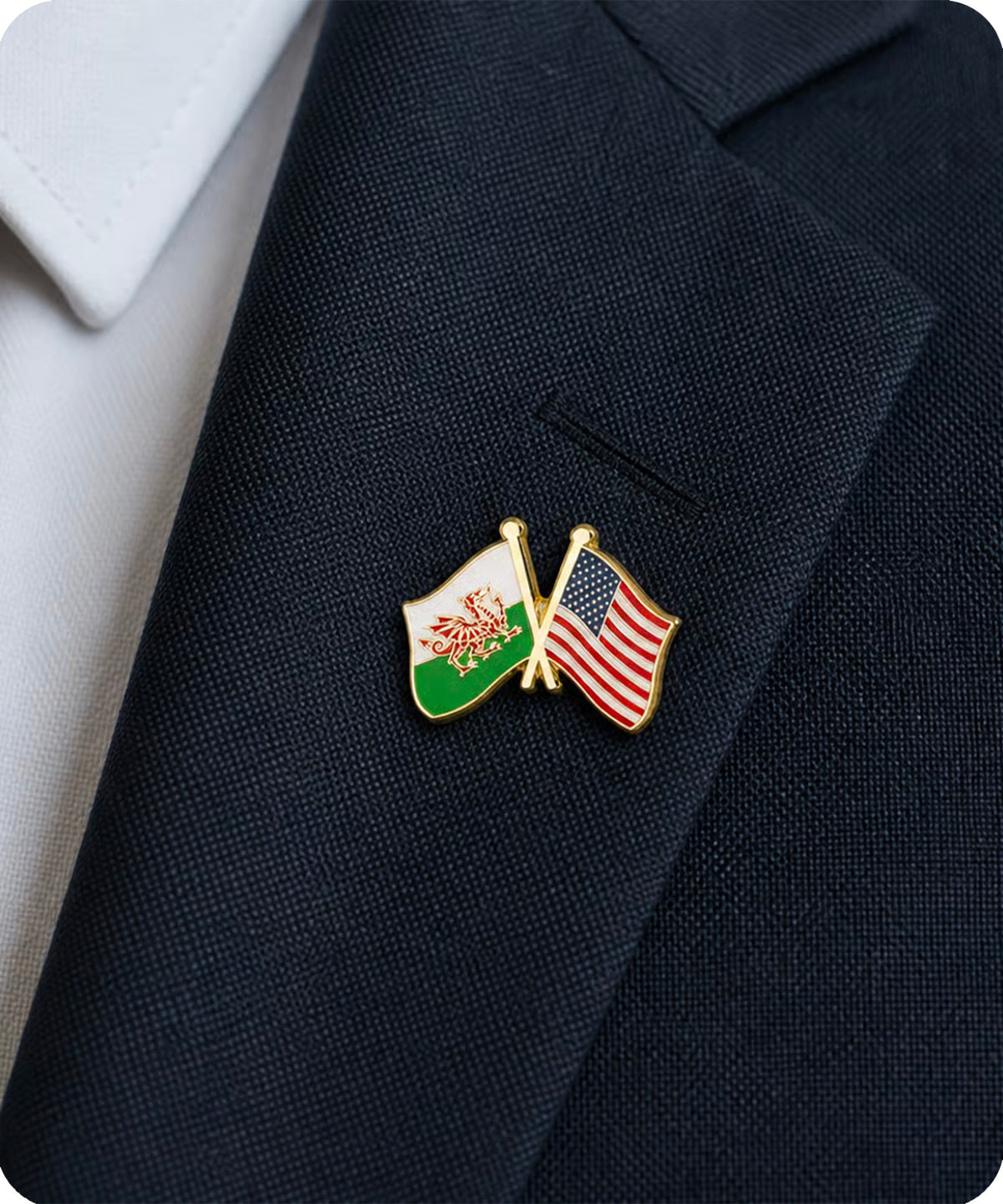 Wales & USA Friendship Flag Enamel Pin Badge