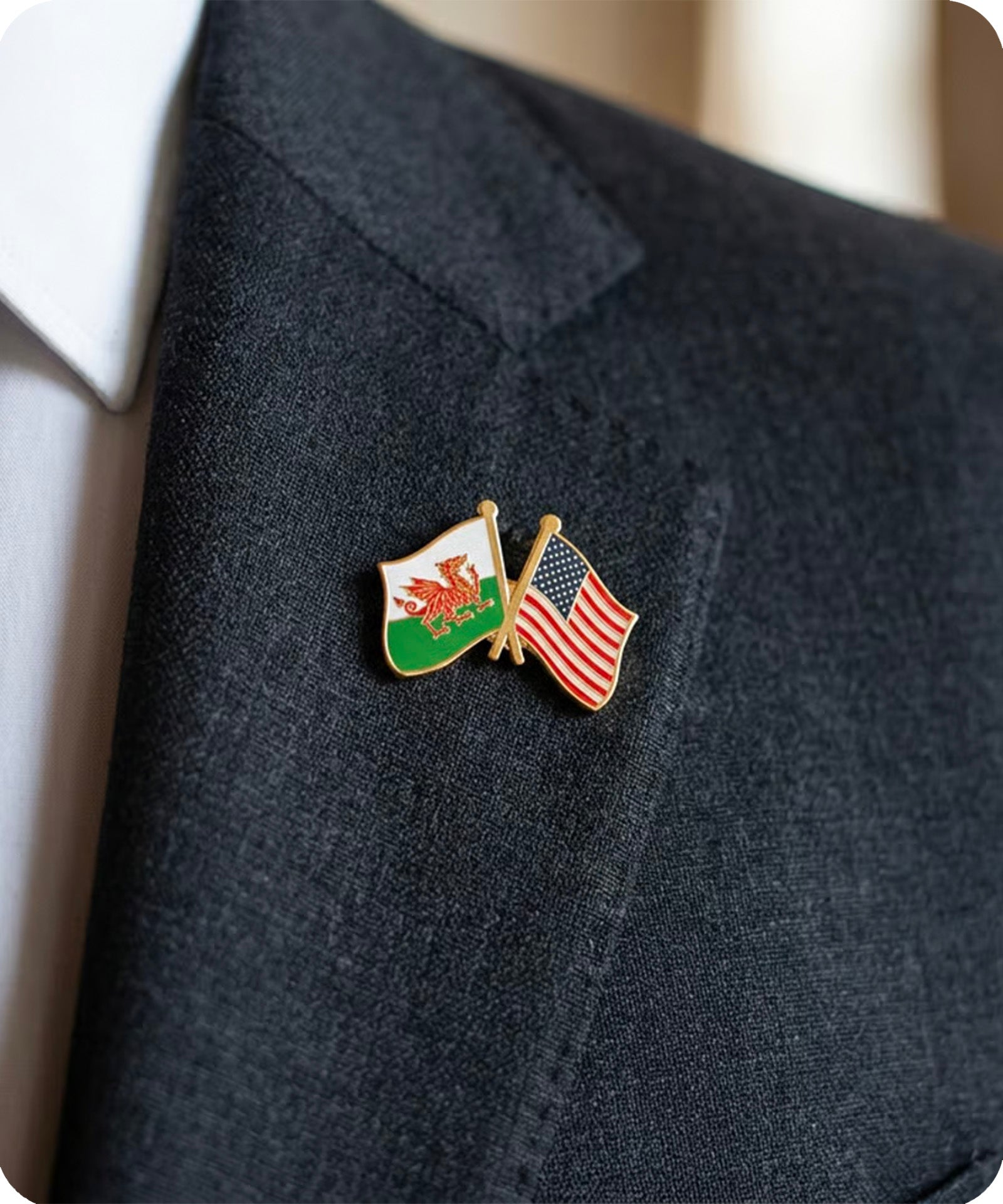Wales & USA Friendship Flag Enamel Pin Badge