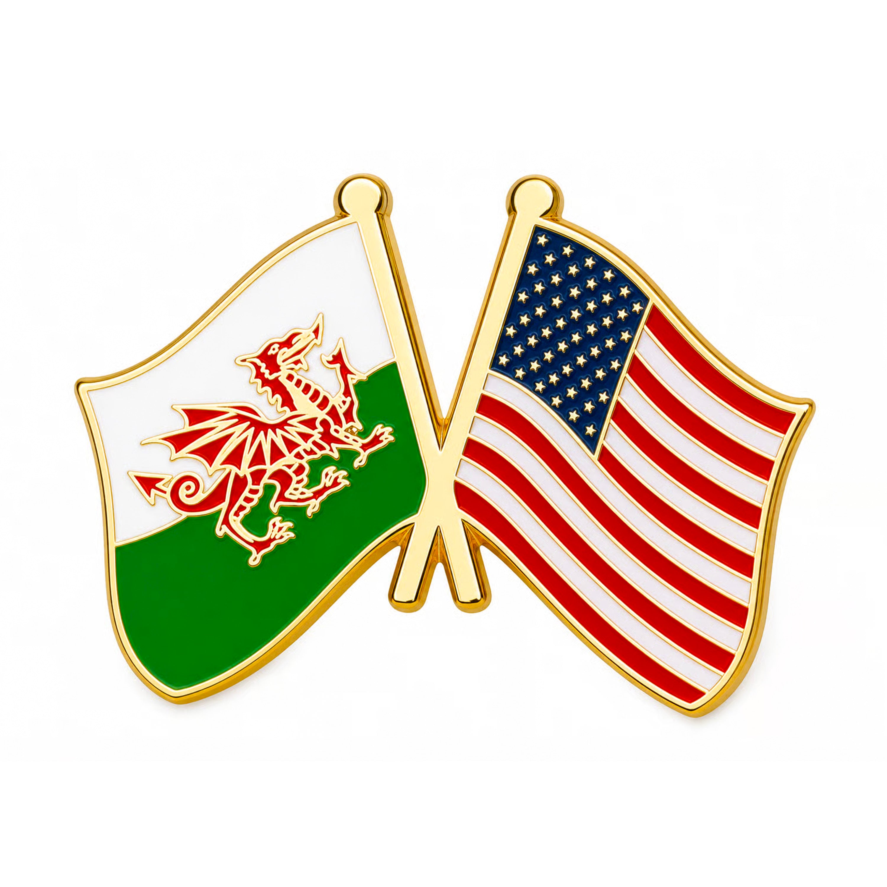Wales & USA Friendship Flag Enamel Pin Badge Main image