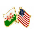 Wales & USA Friendship Flag Enamel Pin Badge
