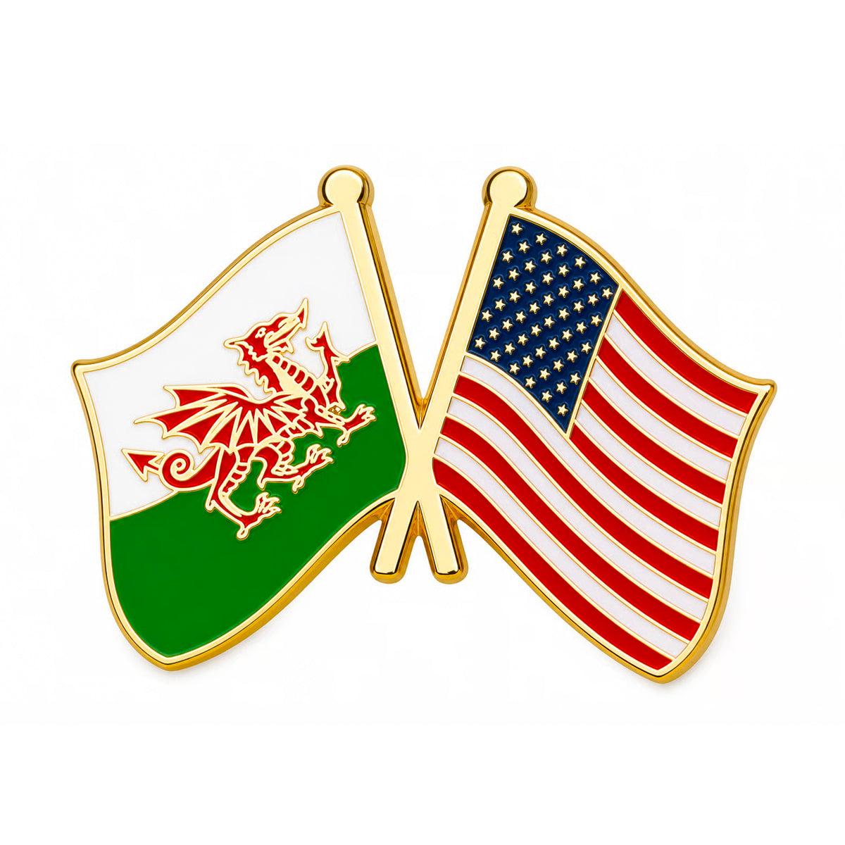 Wales & USA Friendship Flag Enamel Pin Badge