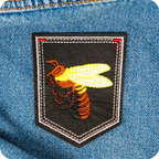 Wasp Hornet Inset & Shield Iron On Patch (9 x 7.6cm)