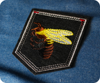 Wasp Hornet Inset & Shield Iron On Patch (9 x 7.6cm)