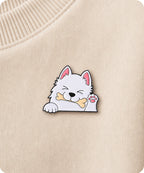 Cute White Puppy Enamel Lapel Pin Badge