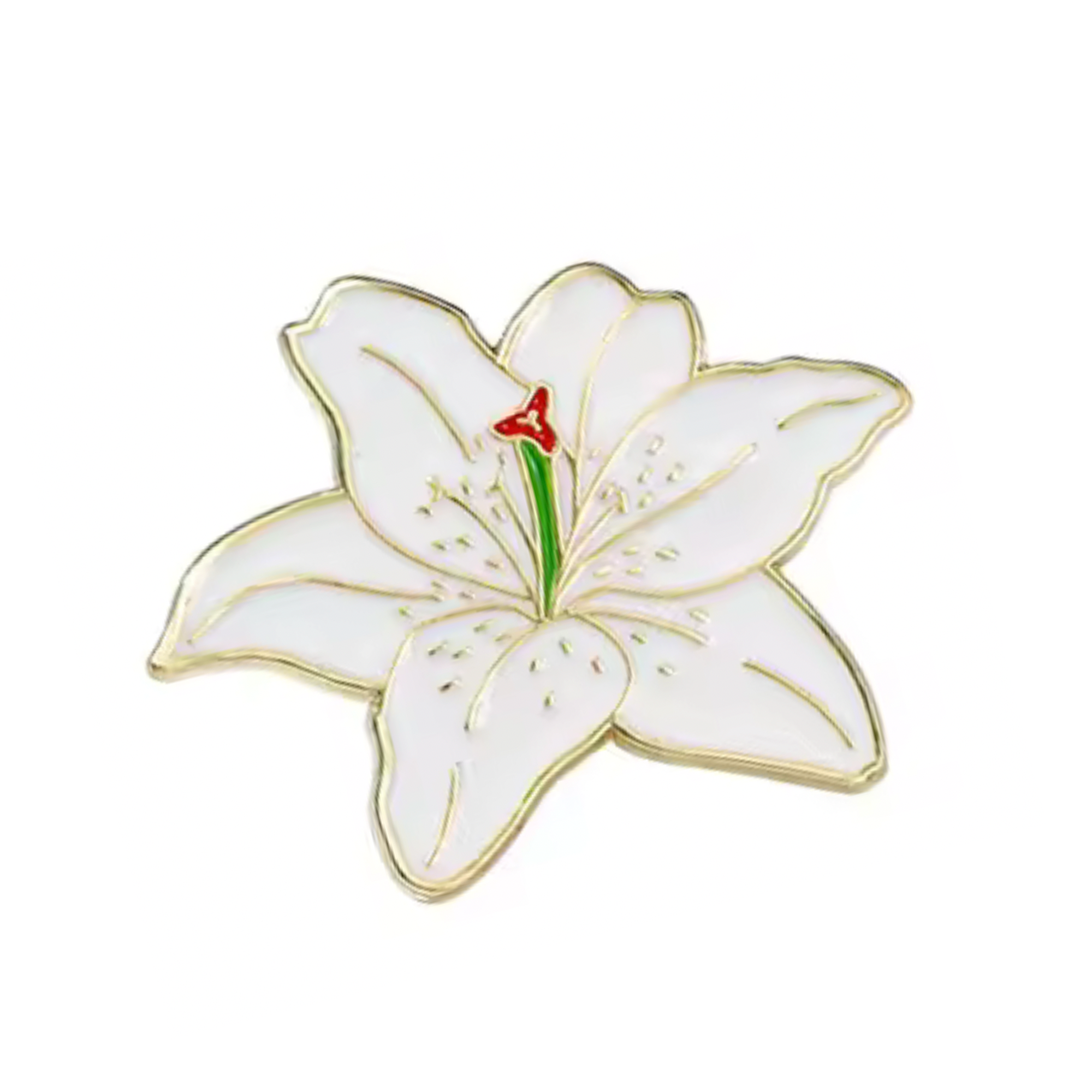 Insignia de pin de flor de lirio blanco Imagen principal del producto