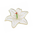 White Lilly Flower Pin Badge
