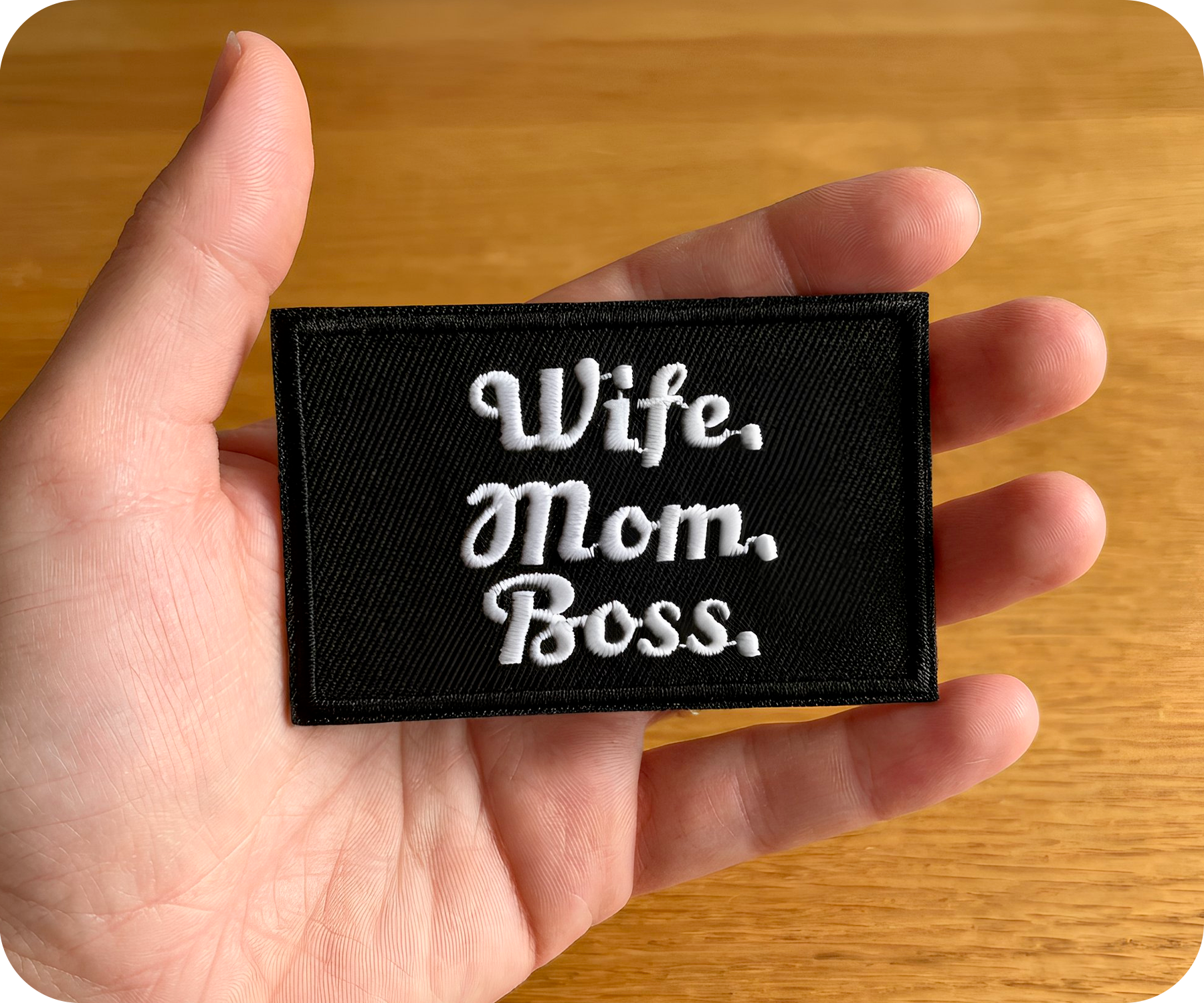 Wife, Mom, Boss Black Iron On Patch (7.8 x 5cm) Secondary image