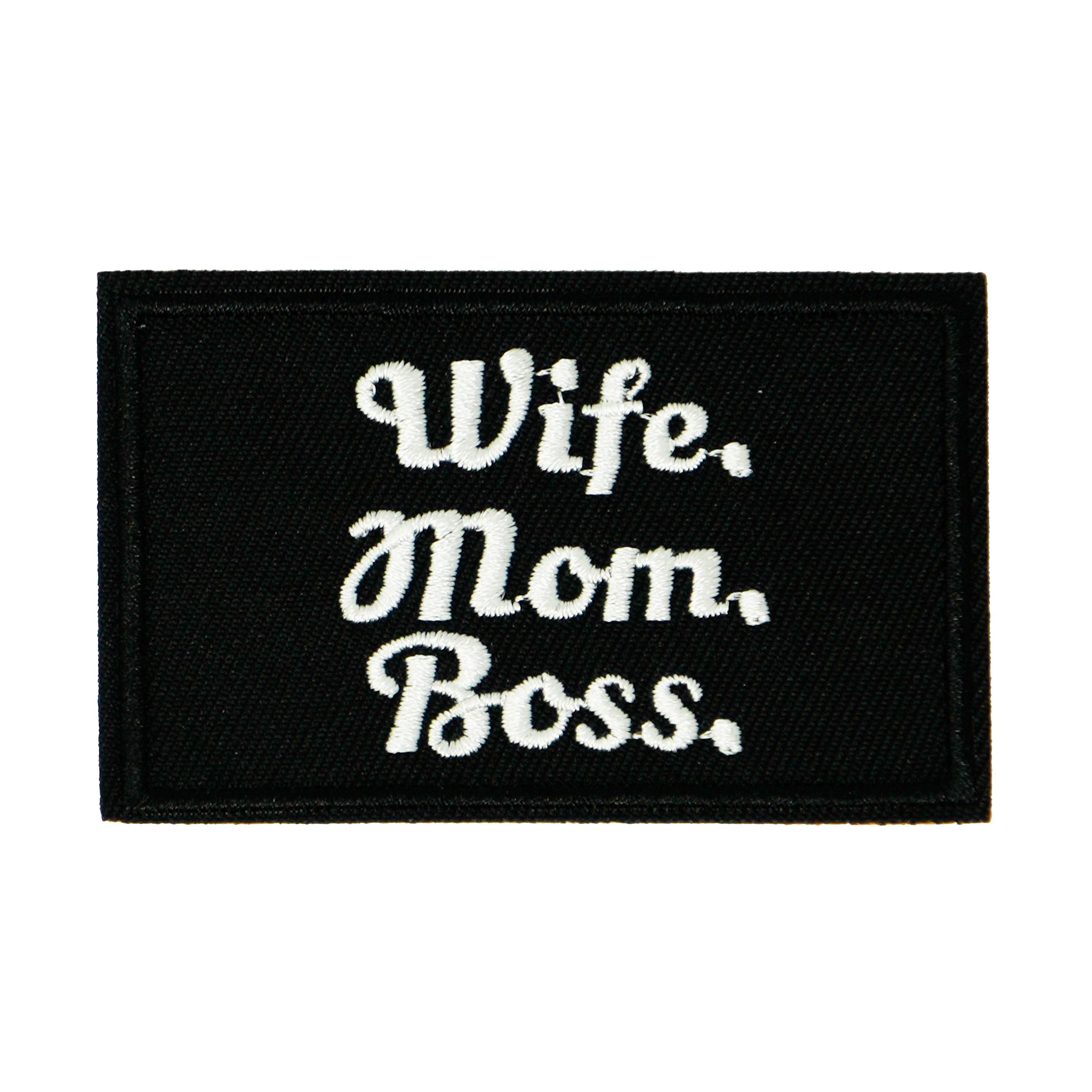Wife, Mom, Boss Black Iron On Patch (7.8 x 5cm) Main image