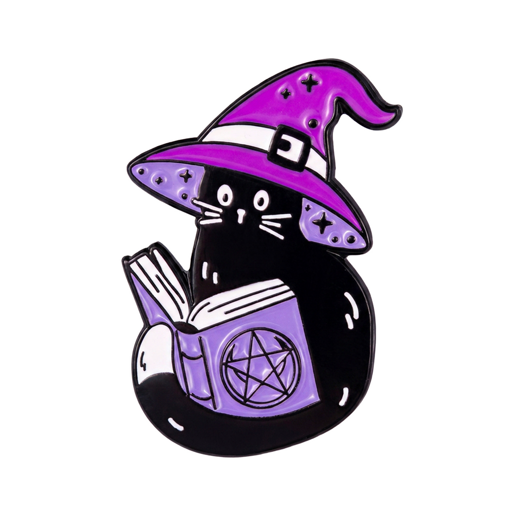 Black Cat Witch Enamel Lapel Pin Badge