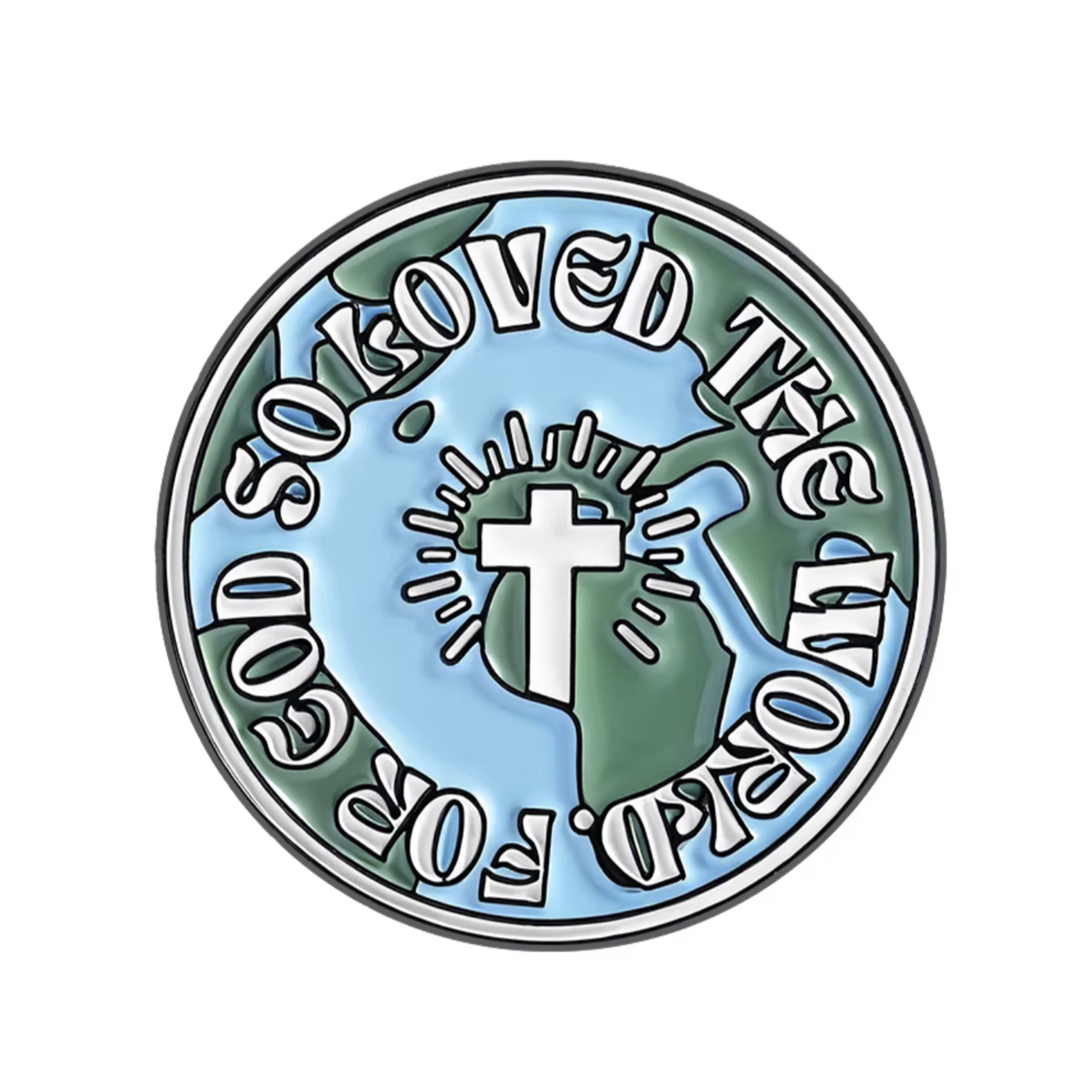 Me encantó el mundo para Dios, Christian Global Cross Pin Badge Imagen principal del producto
