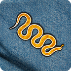 Yellow & Orange Slithering Snake Iron On Patch (10 x 4cm)