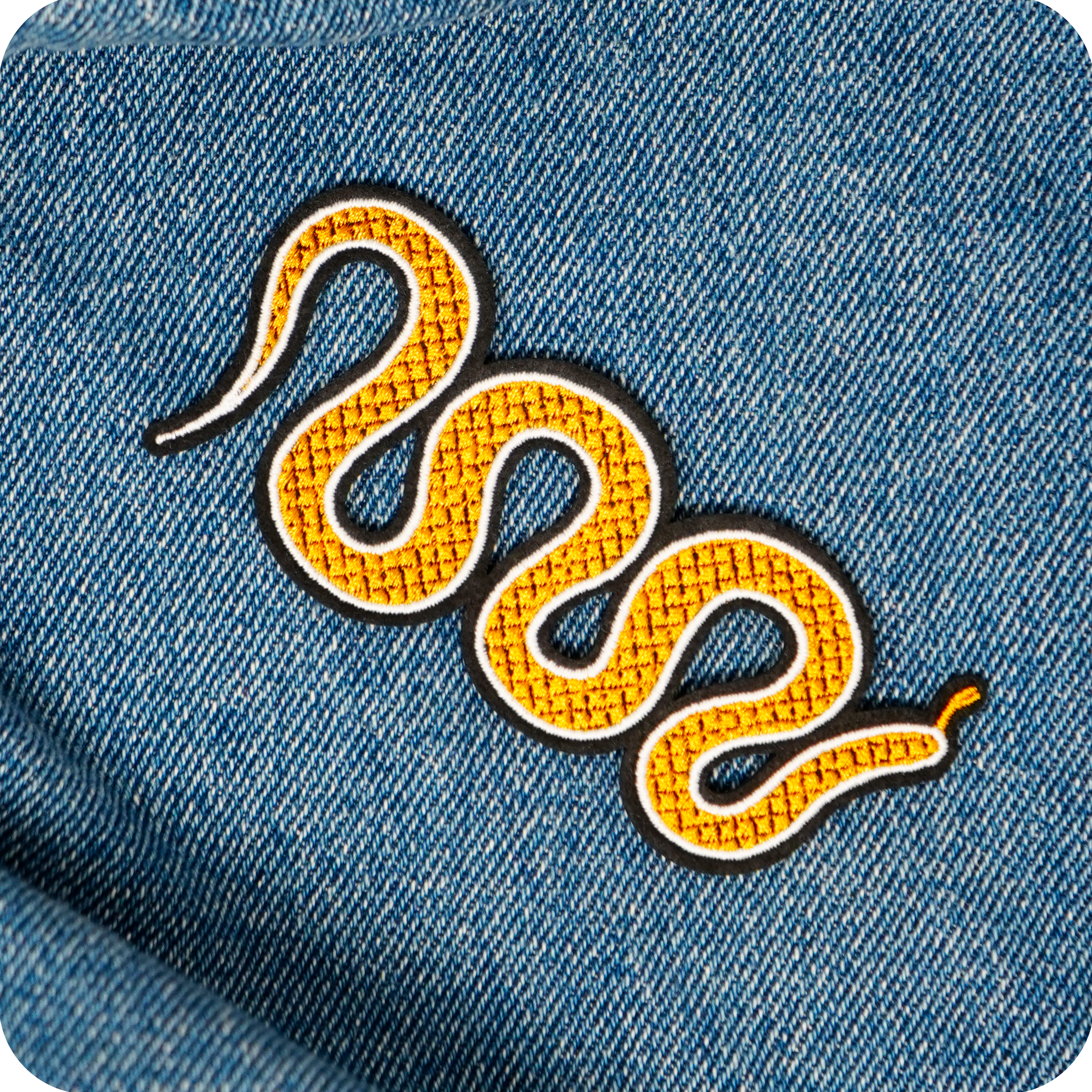 Yellow & Orange Slithering Snake Iron On Patch (10 x 4cm)